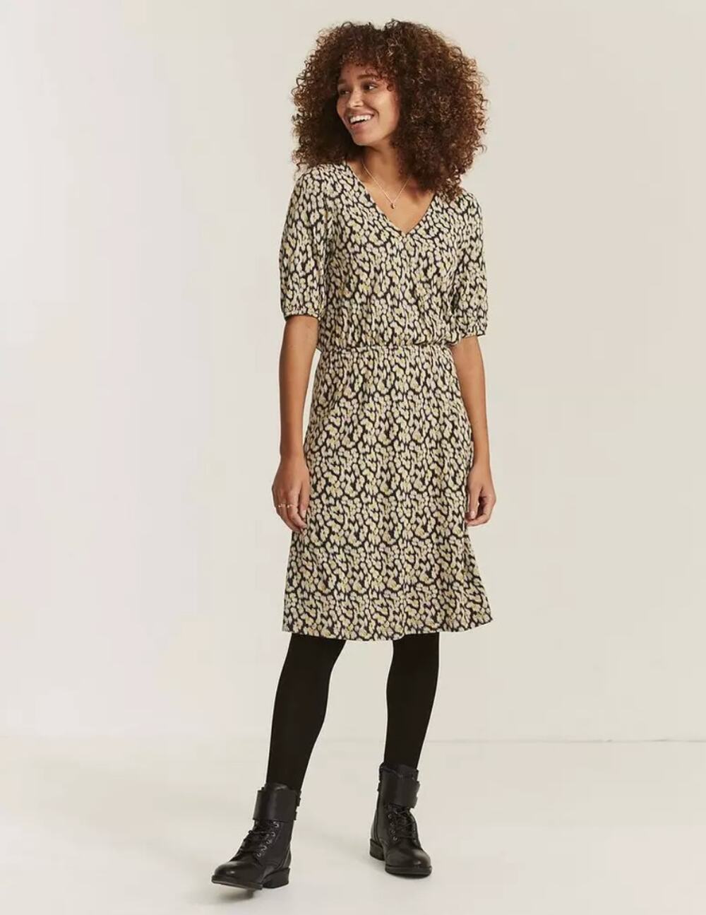 Fat Face Iona Ikat Texture Faux Wrap Floral Midi Dress 10 M Medium